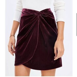 Loft Faux Velvet Skirt Deep Purple/Maroon